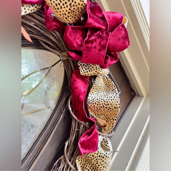 HUGE WREATH Christmas Holiday Front Door Decor Custom High End Animal Print - Picture 10 of 15